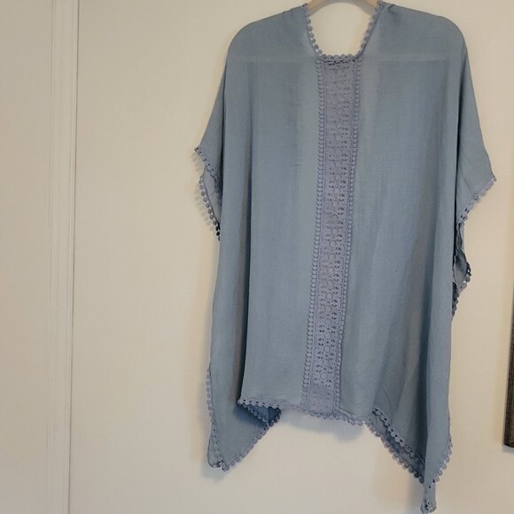 Steve Madden baby blue open shaw duster kimono coverup wrap. O/S - Picture 3 of 6